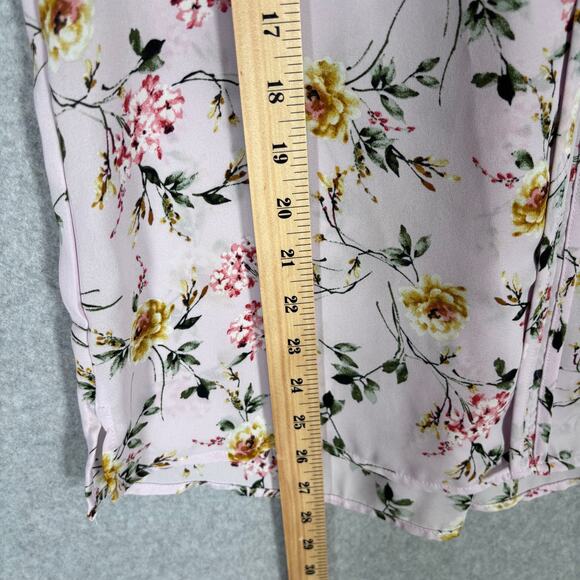 Bobeau Blouse Small Pink‎ Floral Pintuck Flowy Sheer Popover Feminine Cottage - Picture 7 of 12